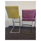 2 Colorful upholstered Stools. By Johnston Casuals and Minson Corp.