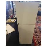 A 2 piece, 12 cubby wood storage unit in white.