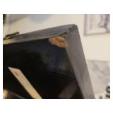 An Oriental Table Top 3 Panel Glass Front Jade Folding Screen.