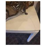 A group lot of items. Rams Head Urn, A Floor Candlestick, Decorative Metal Stand & Abstract Wood Figure.