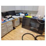 Everything you see in these pictures.TV, Printer, Power Battery Backup, Office Supplies, Security Cameras etc.