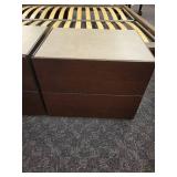 A pair of 2 Drawer Modern Nightstands.