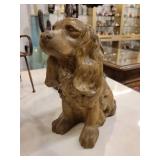 A group of items for sale: Large Brass Crane Bird, Cast Iron Dog, Decorative Box etc.