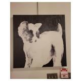 A Black & White Dog Artwork Painting.