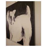 A Black & White Dog Artwork Painting.