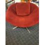 Red Velvet "Parma Chair" By American Leather.  Modern design with chrome legs.