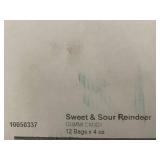 IN 2 - Haribo Sweet & Sour Reindeer Gummy Candy, 12 Bags (4 oz Each)