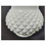 Diamond Point Patterned Milk Glass Basket