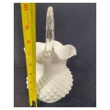 Diamond Point Patterned Milk Glass Basket