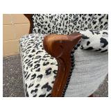 Vintage Queen Anne Style Arm Chair with Leopard Print Material