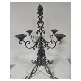 Wrought Iron Candelabra with Artichoke Style Cap