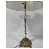 Vintage Crystal Lamp with Gold Base