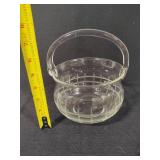Clear Art Handled Glass Basket with Pickett Fence Design