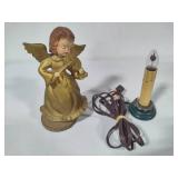 Vintage Electric Holiday Flickering Electric Candle and Angel Music Box