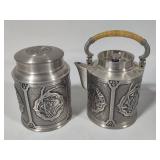 Tumasek Pewter Tea Cannister and Tea Pot with Lid