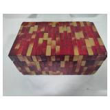 Glass Mosaic Storage Box w/Lid & African Motif Serving Tray