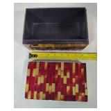 Glass Mosaic Storage Box w/Lid & African Motif Serving Tray