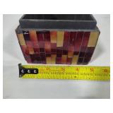 Glass Mosaic Storage Box w/Lid & African Motif Serving Tray