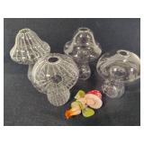 Small Mushroom Glass Vases & Fairy Shelf Sitter