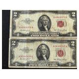 1953 Red Seal $2 Dollar Notes