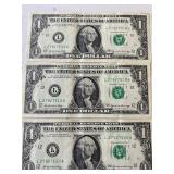 1969 Green Seal $1 Dollar Federal Reserve Notes Uncirculated Consecutive