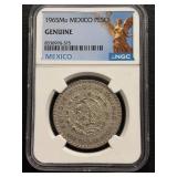 1965 Mexico Silver Peso NGC Genuine