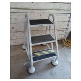 Uline Rolling Safety Step Ladder with 3 Steps