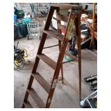 Set of 2 Wooden Step Ladders and 1 Wooden Sawhorse