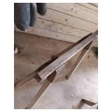Set of 2 Wooden Step Ladders and 1 Wooden Sawhorse