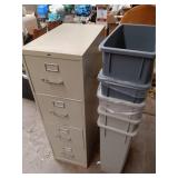 4-Drawer Metal Filing Cabinet and Set of 5 Storage Bins
