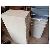 4-Drawer Metal Filing Cabinet and Set of 5 Storage Bins