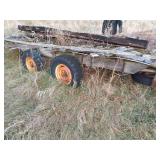 Used Flatbed Wagon Frame with Dual Axles and Weathered Deck or Scrap
