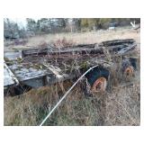 Used Flatbed Wagon Frame with Dual Axles and Weathered Deck or Scrap