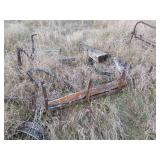 Farm Trailer Axle Frame with Wheels and Scrap Metal Parts