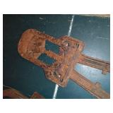 Pair of Vintage Iron Ice Block Tongs and Adjustable Logging Caliper