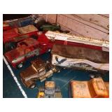 Collection of Vintage Tonka and Pressed Steel Toy Trucks and Tractors
