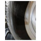 Pair of P225/75R15 Tires on White Steel Rims