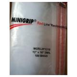 Box of 100 Minigrip Red Line Reclosable Bags 13 x 18 Inch 2 Mil