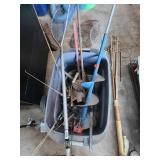 Fishing Gear Collection with Nets, Rods, and Ice Augers