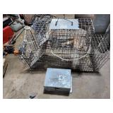 Live Animal Trap Cage and Metal Bait Box