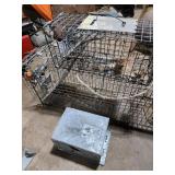 Live Animal Trap Cage and Metal Bait Box