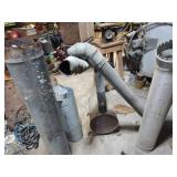 Lot of Vintage Electric Auger, Live Animal Traps, and Assorted Metal Stove Pipe