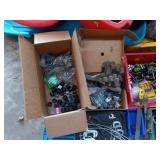 Assorted Hand Tools and Hardware Lot with Power Drill and Clamps