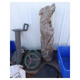 Outdoor Garden and Patio Assortment with Carved Wood Bear and Accessories