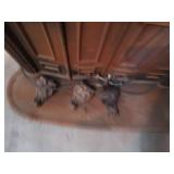 Used Cast Iron Wood Burning Stove with Ornate Feet and Vent Pipes