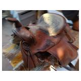 Used Leather Western Horse Saddle with Tooled Seat