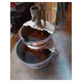 Rustic Two-Tier Wooden Barrel Fountain with Hand Pump