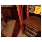 Vintage Wooden Water Bed Headboard and Nightstand Set