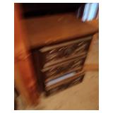 Vintage Wooden Water Bed Headboard and Nightstand Set