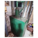 Vintage Manual Oil Pump with Metal Storage Tank